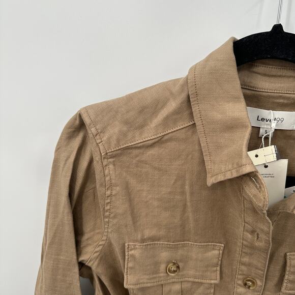 LEVEL 99 NWT Evereve Emme Belted Linen Blend Utility Jacket in Tan // S - Picture 6 of 13